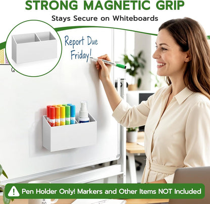 MR.MATE Magnetic Pen Holder,Clear Magnetic Marker Cup for Fridge Whiteboard | Dry Erase Marker Pencil Holder with Acrylic Cup and Strong Magnet, Non-slip Design For Refrigerator Locker Office & Classroom