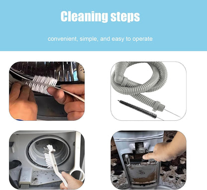 Washing Machine Cleaning Brush,Dryer Vent Cleaner Kit,Crevice Brush for Bathroom, Shower & Kitchen - Scrub Brushes with Long Handle,Household Cleaning Tools Tile, Bathtub, Sink, Grout Cleaning Brushes | Crevice Brush for Bathroom, Shower & Kitchen Scrub