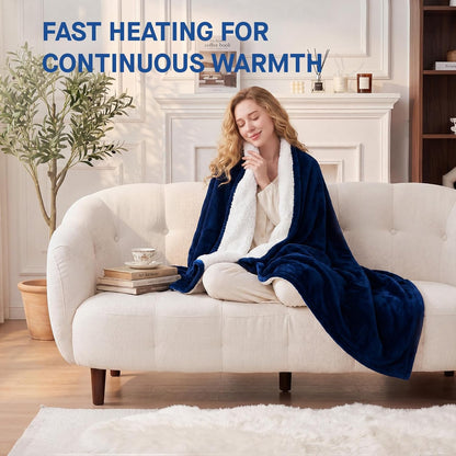 Sealy Electric Blanket Throw 50×60, Flannel to Sherpa, Charcoal
