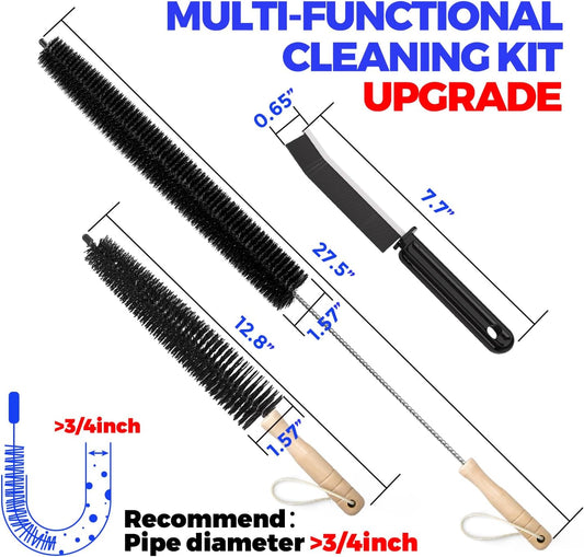Holikme Dryer Vent Cleaner Kit, 2 Pcs Replacement Lint Brush for Vent Trap | Dryer Vent Cleaning Kit with Crevice Tool - Deep Lint Brush for Dryer Trap & Filter, Flexible Nylon Bristles