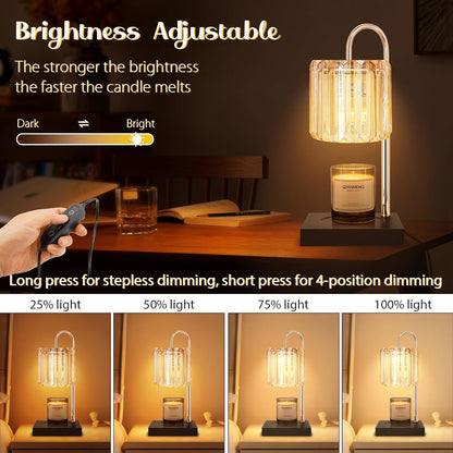 Candle Warmer Lamp with Timer, Electric Candle Warmer for Jar Candles, House Warming Gifts, Modern Home Decor Dimmable Wax Melting Lamp with Large Head, Black, Glass