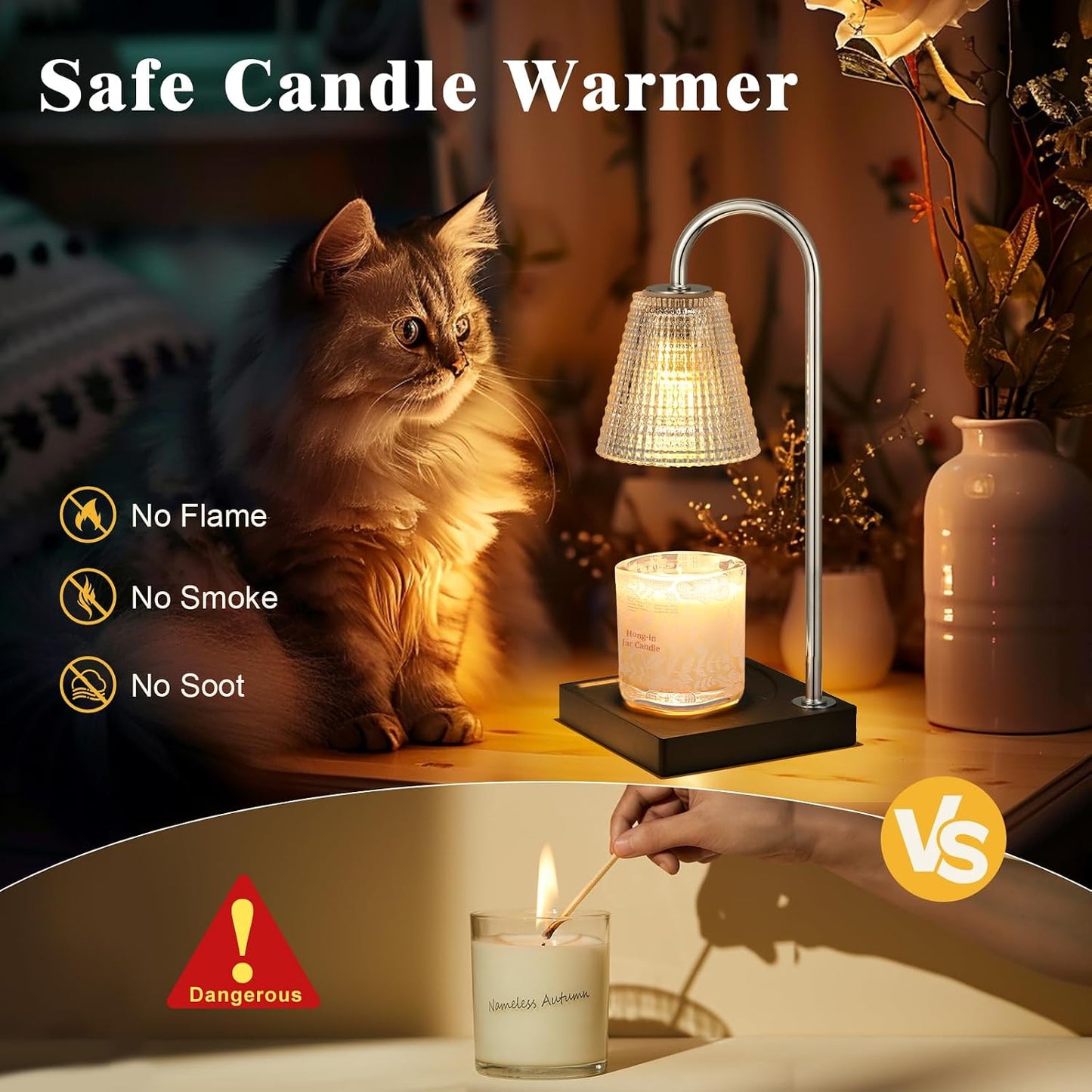 Hong-in Candle Warmer Lamp with Timer, House Warming Gifts New Home Decor | Dimmable & Adjustable Height, Electric Wax Warmer for Scented Wax Jar Candles,Gifts for Women Mom Sister
