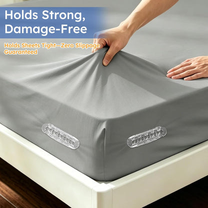 Bed Sheet Holders for Corners, 4 Pack Heavy Duty Sheet Locks | Keep Fitted Sheets in Place Firmly, Easy Snap-On Installation, Foldable Mattress Fasteners for Twin to Cal King