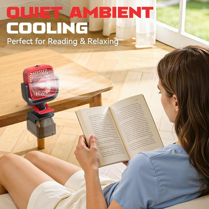 Ecarke 4" Clip Fan Compatible with Milwaukee 18V Battery (Tool Only) 3-Speed Cordless Clip-On Fan with 360° Rotation Low Noise Portable Desk Fan for Camping Jobsite Tent Fishing Outdoor