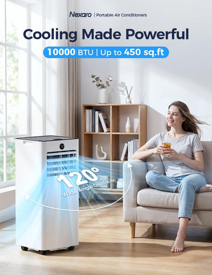 14000BTU Portable Air Conditioner, 4-in-1 700 Sq. Ft, Quiet for room | 14000BTU AC cools 700sq.ft, 4-in-1 cool/fan/dry/sleep, quiet, LED, remote, 24H timer, kit, for bed/office/dorm.