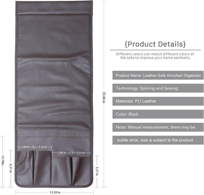 PU Leather Sofa Armrest Organizer, Armchair Magazine Holders, Waterproof Remote Holder for Recliner Couch with 1 Large Pocket, 4 Small Pockets for Magazine, Remote, Phone, Ipad, Books (brown)