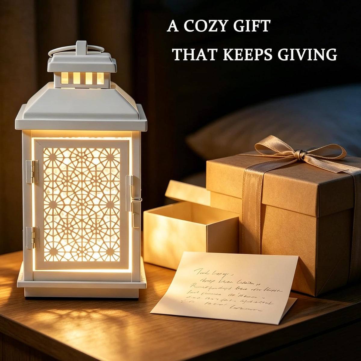 White Candle Warmer Lamp with Timer, Dimmable Farmhouse Lantern