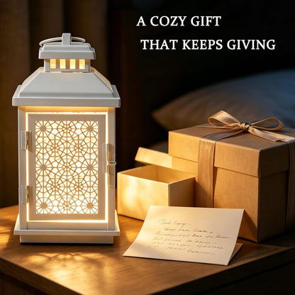White Candle Warmer Lamp with Timer, Dimmable Farmhouse Lantern