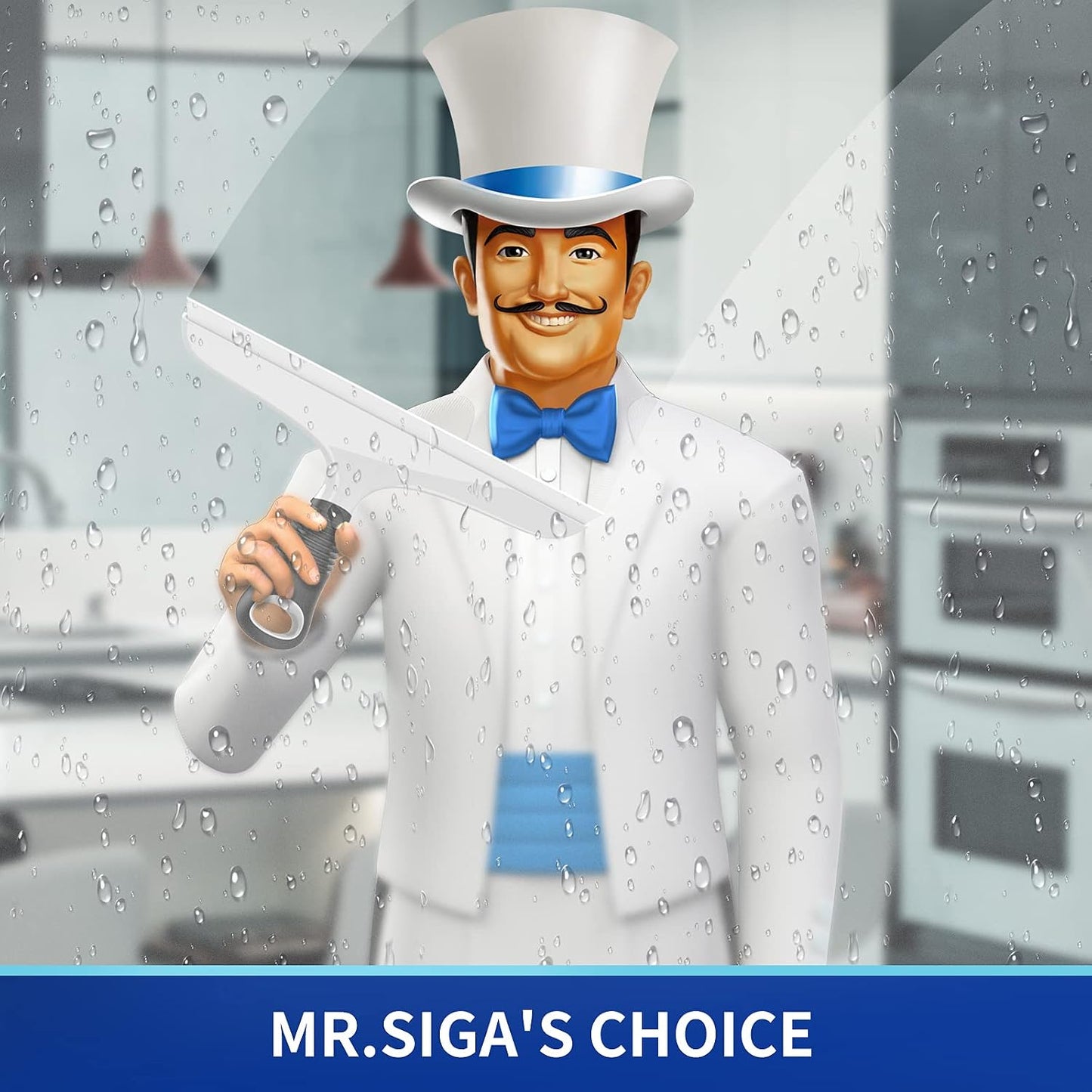 MR.SIGA Silicone Squeegee for Shower Doors, 10 inch, White & Gray, 2 Pack | Shower squeegee for glass doors, streak free squeegee for windows, showers and glass surfaces, includes suction hook