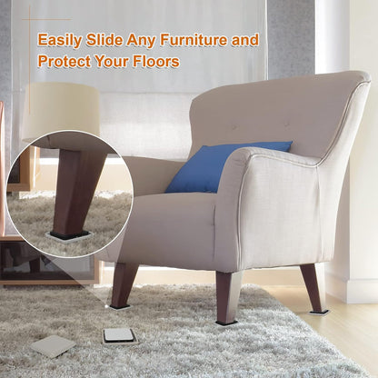Furniture Sliders for Carpet 16 PCS - 3 1/2" | Heavy Duty Furniture Movers Sliders, Reusable Moving Pads, Easily and Safely Move Any Item, Floor Protection