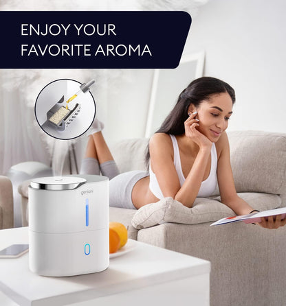 GENIANI Cool Mist Air Humidifiers for Bedroom, Plants, and Large Rooms - Quiet Humidifiers for Baby Room with Auto Shut Off & Night Light (3.9L, White)