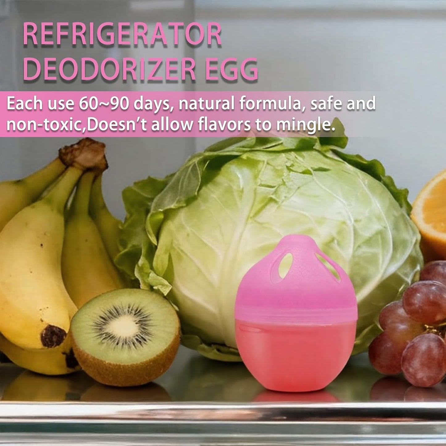 Refrigerator Deodorizer, More Effective Than Baking Soda(4Pcs/Lemon Flavor) | Removes stubborn fridge odors, food-grade raw materials with natural tea polyphenol extracts, 60–90 day lifespan