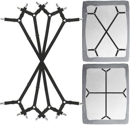 Bed Sheet Holder Straps - Sheet Straps Adjustable Bed Sheet Clips Fasteners Keep Sheets Stays in Place,2Pcs/Set Black