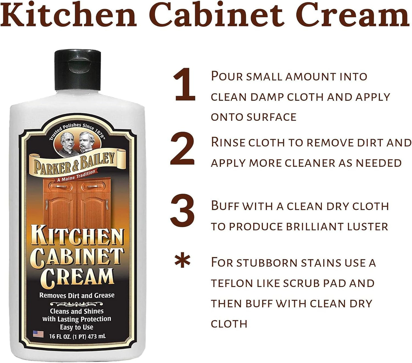 Parker and Bailey Kitchen Cabinet Cream-Wood Cleaner-Grease Remover 16 oz (1) | Wood degreaser that restores and protects cabinets naturally