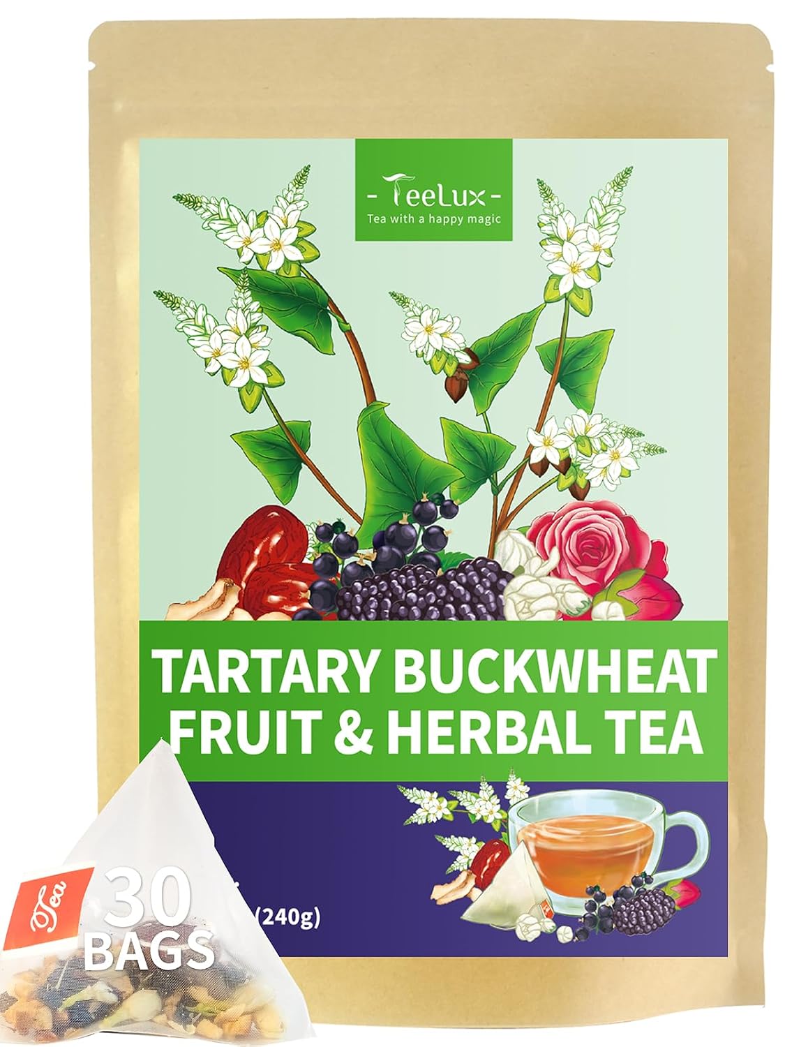 TeeLux Dandelion Leaf & Root Tea Bags, Natural Roasted Dandelion Root with Fresh Dandelion Leaf Herbal Tea, Caffeine Free, 100 Count