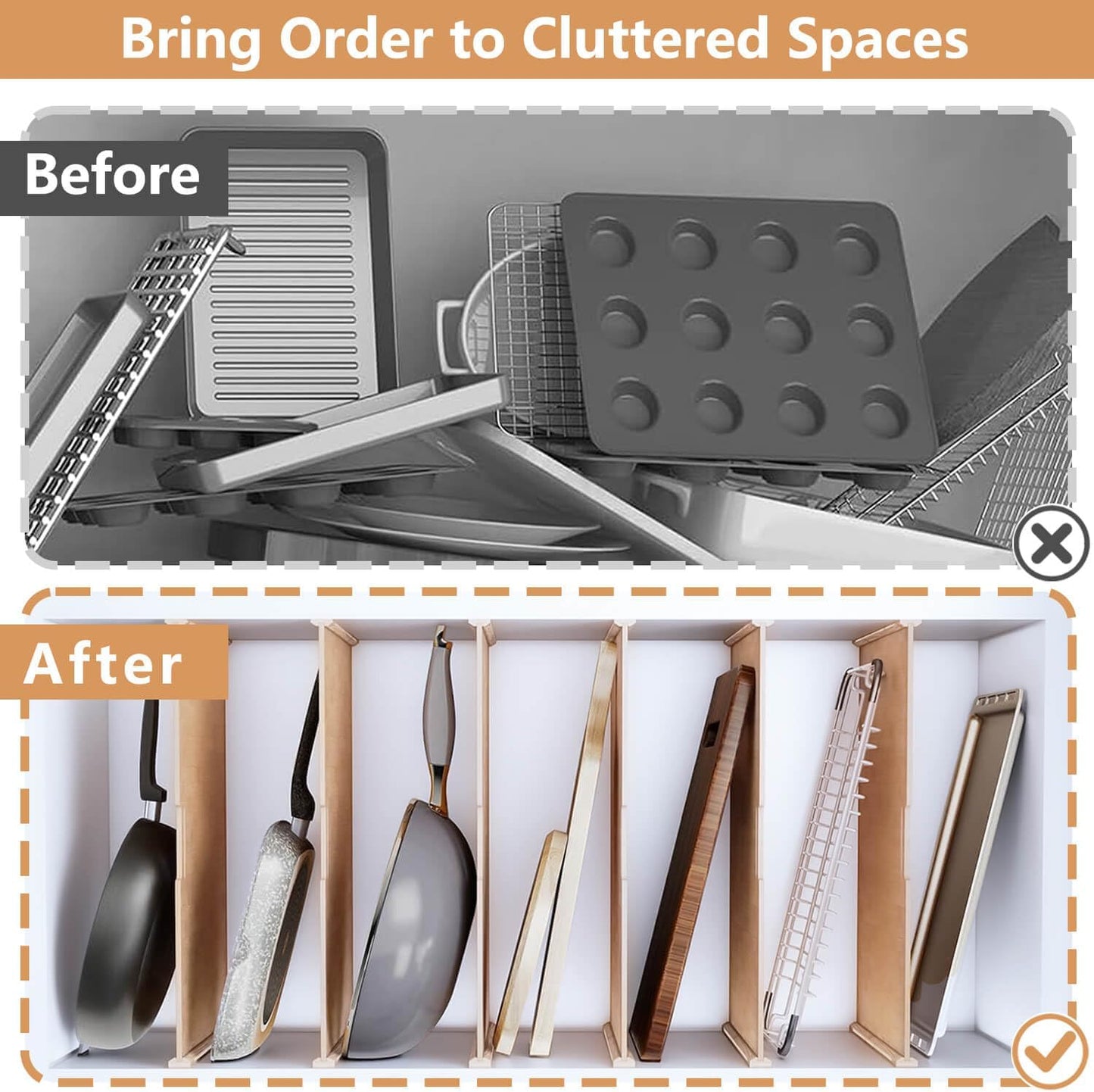 celestite Wooden Baking Sheet Organizer for Cabinet Baking Tray Organizer Cookie Sheet Organizer for Cabinet Kitchen Storage Organization Accessories