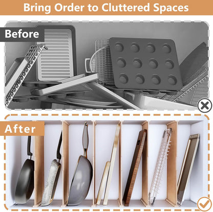 celestite Wooden Baking Sheet Organizer for Cabinet Baking Tray Organizer Cookie Sheet Organizer for Cabinet Kitchen Storage Organization Accessories