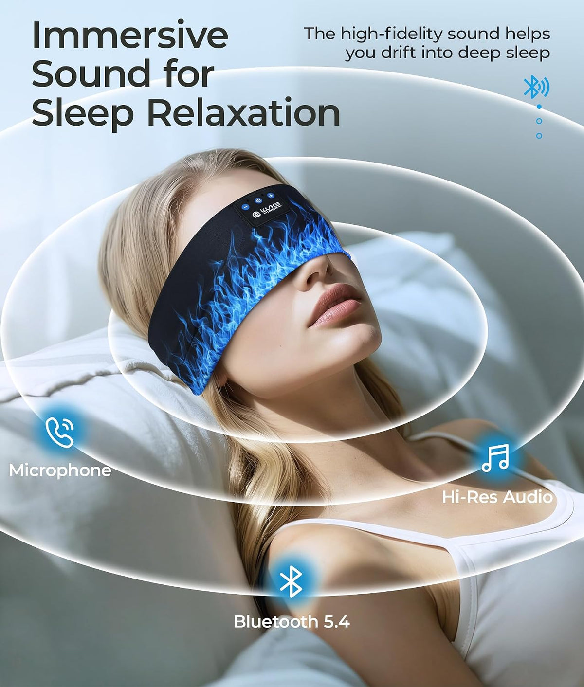 LOVE EYE Sleep Sport Headphones Wireless Bluetooth 5.4 Headband Headphone