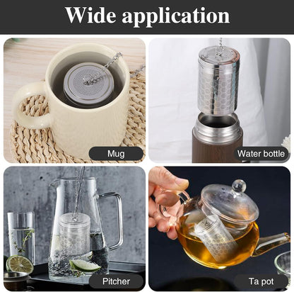2 Pack Tea Infusers For Loose Tea, 304 Stainless Steel, 2 Inch | Fine Mesh Filter, Threaded Lid, Chain Hook, Drip Trays, Fits Most Mugs And Teapots, Dishwasher Safe
