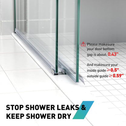 Sliding Shower Door Bottom Seal,2 PCS 3/8" x 36" | Sliding Shower Door Sweep for 3/8Inch Glass, Frameless Glass Door Seal Strip Stop Shower Leaks and Create a Water Barrier