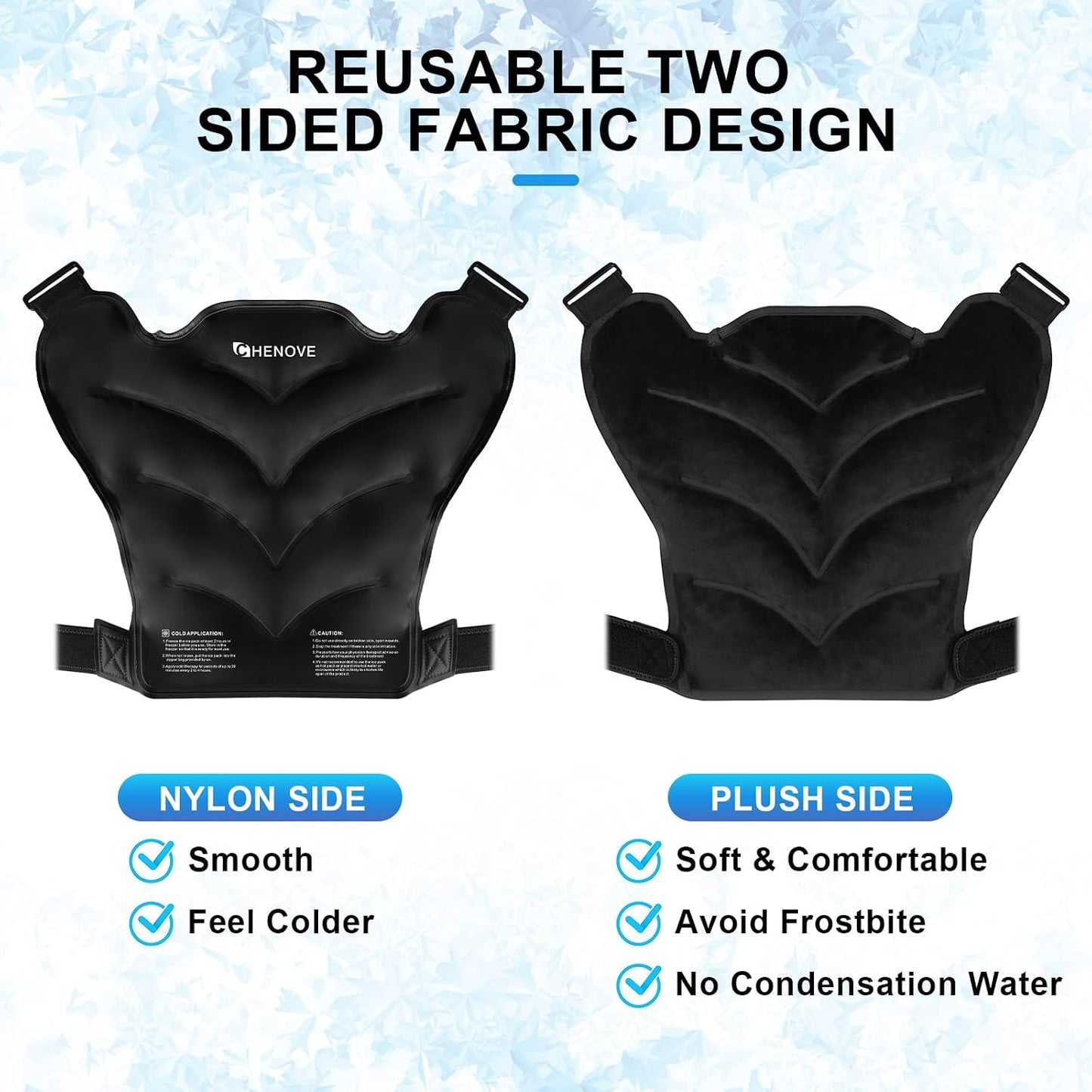 Chenove Ice Pack for Shoulders Upper Back with Strap, Neck and Shoulder Ice Pack Wrap Rotator Cuff Gel Reusable with Cold Compression Therapy, Soreness (Black)