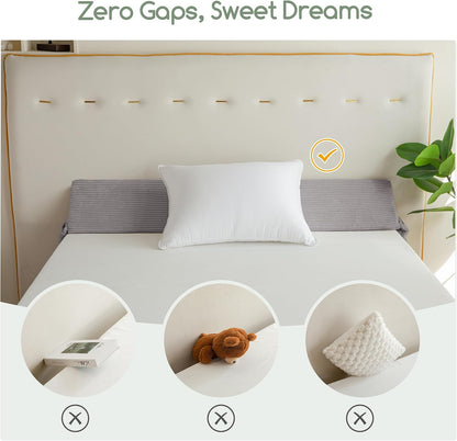 HIGOGOGO Queen Size Wedge Pillow for Headboard Gap - Multi Functional Mattress Wedge Bed Gap Filler Close The Gap (0-7") Between Your Mattress and Headboard or Wall (Grey 60"x11"x9")