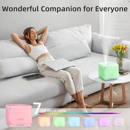 ASAKUKI Essential Oil Diffuser for Home with Top 6 Essential Oil Sets | Large 700 ml Humidifier, Automatic Shut-Off, 7 LED Lights for Living Room, Kitchen, Bedroom, Hotel - Yellow