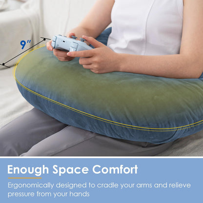 QUEEN ROSE Reading Pillow, Gaming Pillow for Lap, Sitting in Bed or Sofa, Extra Arm Rest for Reading, Playing or Crocheting, Soft Velvet Grey