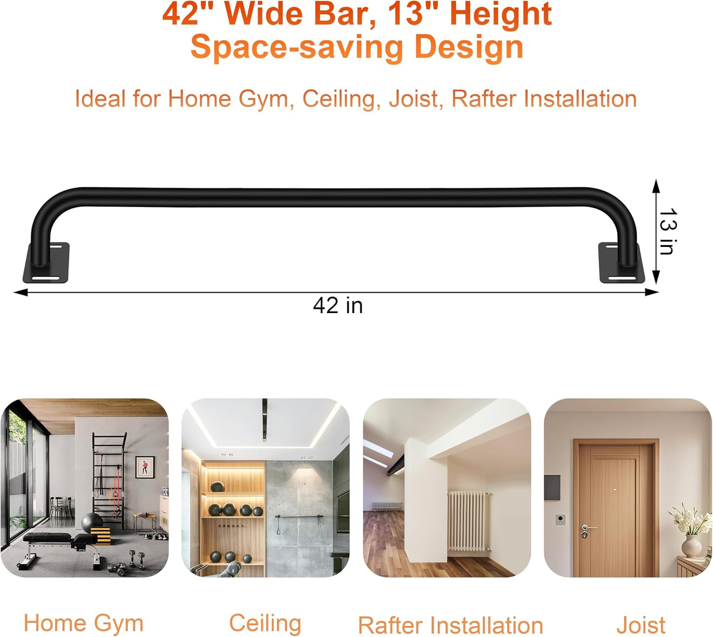 Wall Mount Pull Up Bar, Heavy Duty Alloy Steel Hanging Bar for Exercise, Multi-Functional Doorway Pull Up Bar for Home Gym Workout