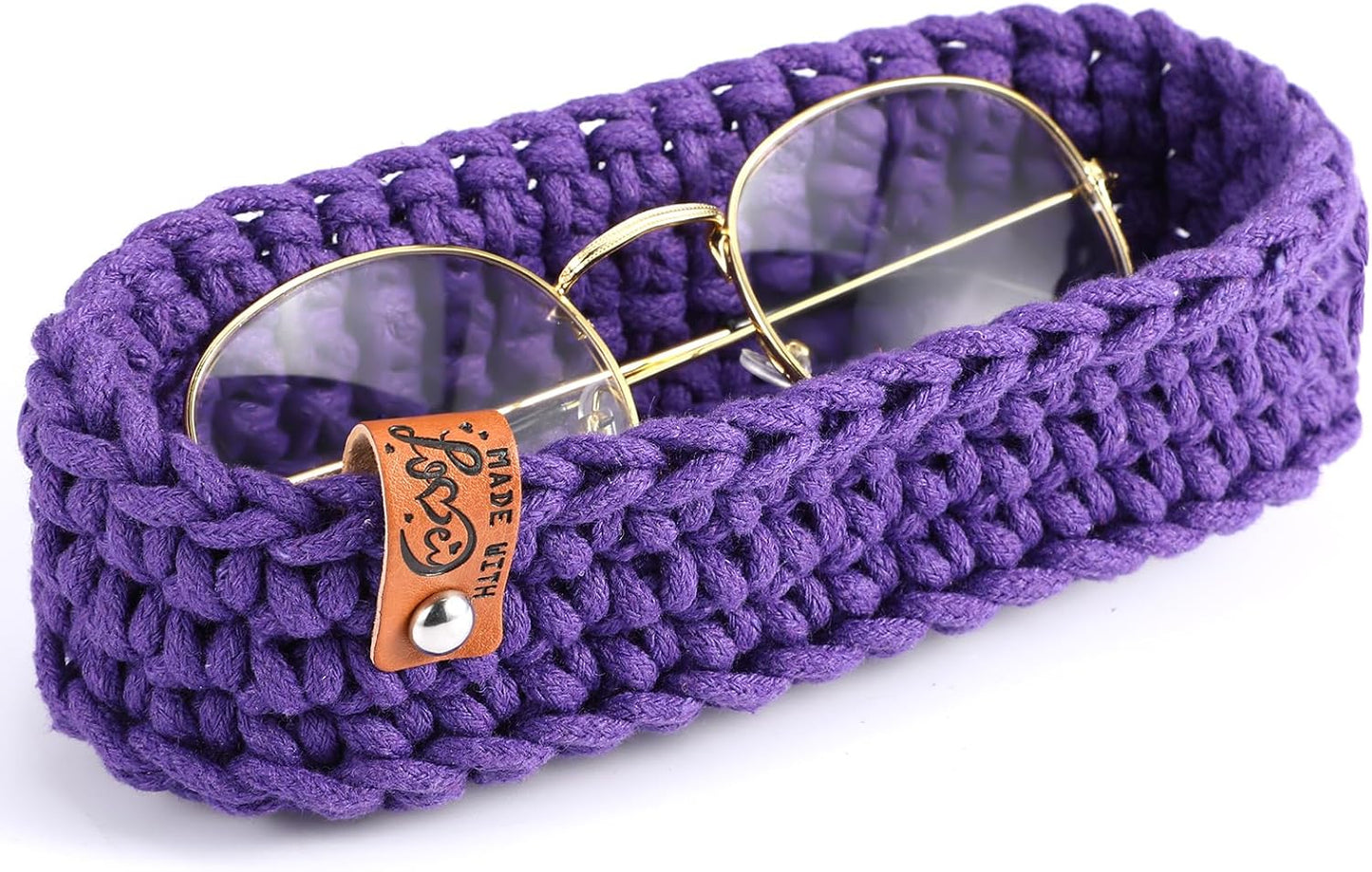 Tioncy Eyeglasses Holder for Nightstand Wool Anti Scratch Desk Bedside Knit Eyeglass Storage for Fathers Day Graduation Gifts