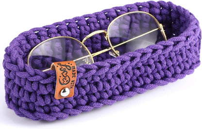 Tioncy Eyeglasses Holder for Nightstand Wool Anti Scratch Desk Bedside Knit Eyeglass Storage for Fathers Day Graduation Gifts