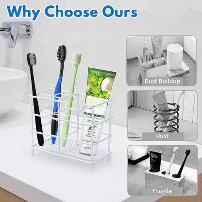 Electric Toothbrush Holders for Bathrooms 304 Stainless Steel Quick Drying | Upgrade Heavy Duty Sturdy Durable Toothpaste Holder Bathroom Organizer Storage Decor Accessories Tooth Brush Holder Caddy