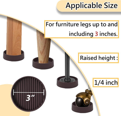 Jayen Rubber Furniture Caster Cups, Non-Slip Round Furniture Pads, 1.5" | Inner & Outer Anti-Slip Texture Helps Keep Beds and Couches from Sliding While Protecting Hardwood, Tile & Other Floors