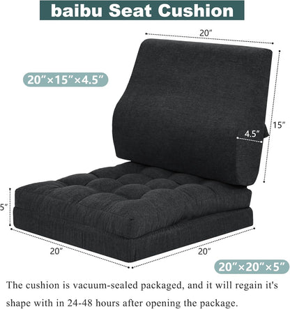 baibu Memory Foam Recliner Cushions with Lumbar Support Pillow Set for Elderly, 20x20x5 Inch Dual-Layer Design Non-Slip Recliner Seat Cushion & Back Support Pillow for Reduce Hip & Lumbar Pain, Brown