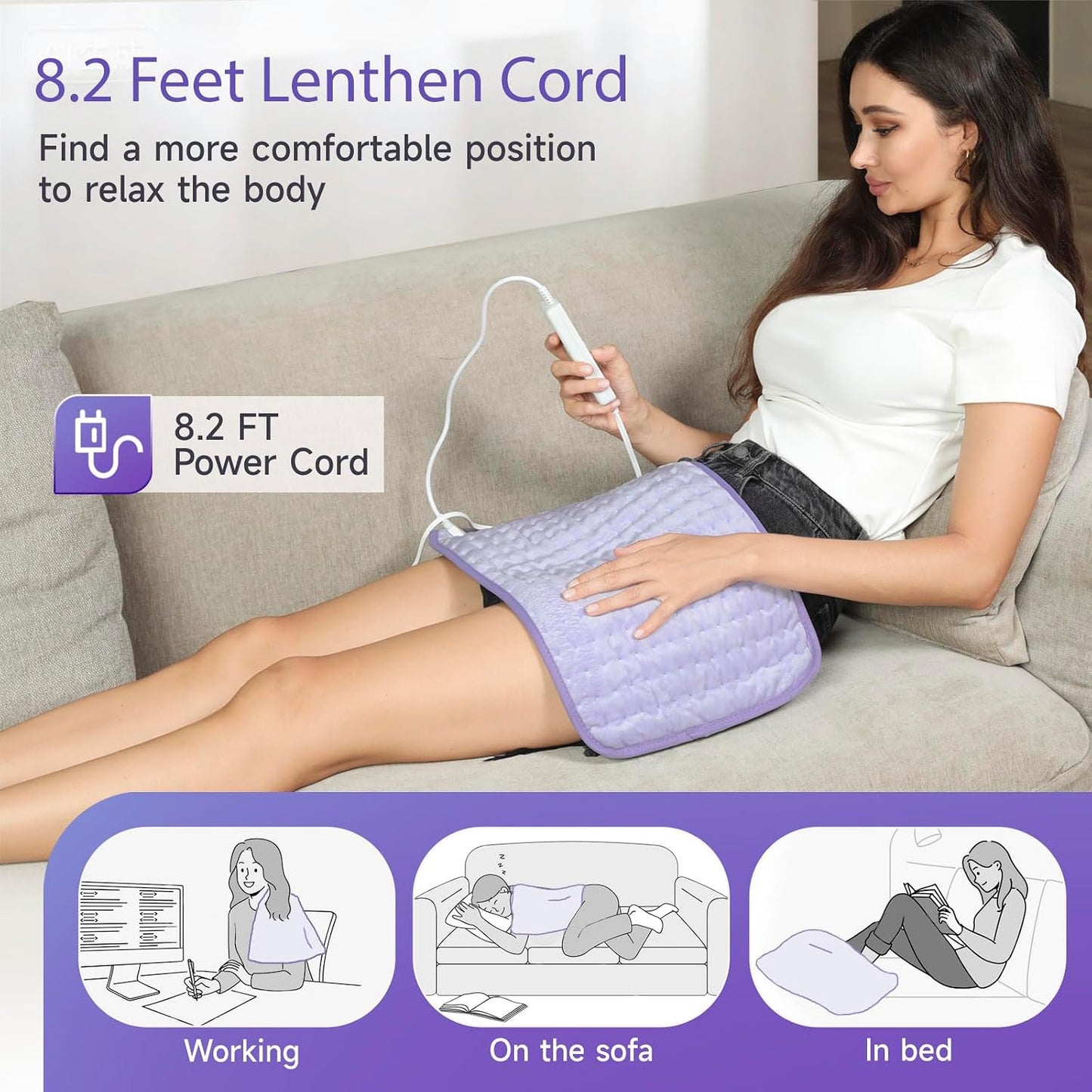 Heating Pad for Period Cramps, Heating Pad for Back/Neck/Shoulder Muscle Pain, 6 Heating&4 Timer Setting, Auto Shut Off, Dry/Moist Heat & Machine Washable, Gray Birthday Christmas Gifts for Women Mom