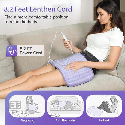 Heating Pad for Period Cramps, Heating Pad for Back/Neck/Shoulder Muscle Pain, 6 Heating&4 Timer Setting, Auto Shut Off, Dry/Moist Heat & Machine Washable, Gray Birthday Christmas Gifts for Women Mom
