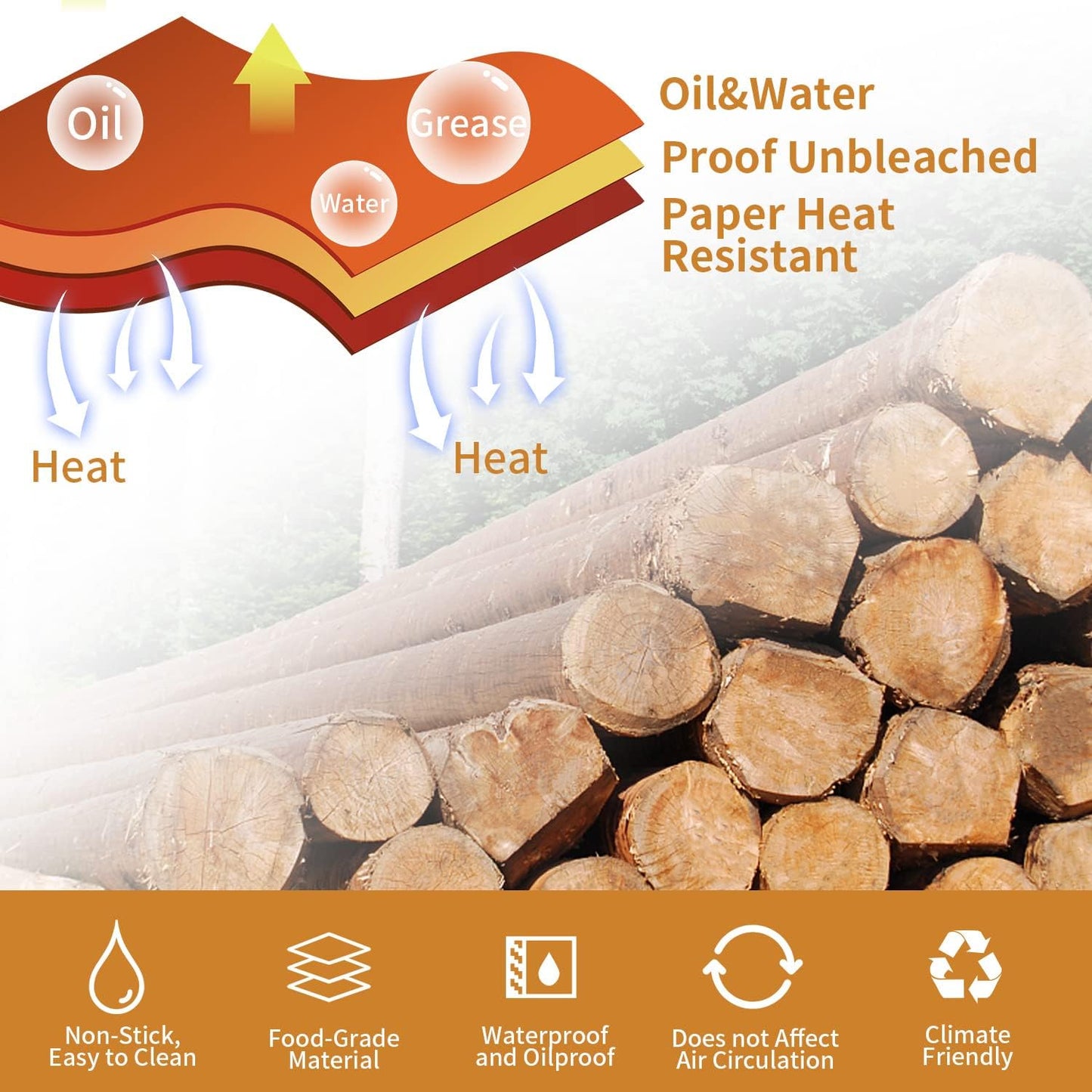 Ecfvtp Air Fryer Disposable Paper Liner, 100PCS Food Grade Parchment Liners for Ninja DZ201, Air Fryer Accessories Baking Paper (9 * 6,Thicken Natural)
