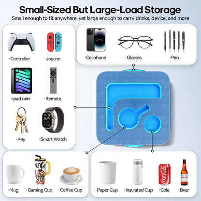 Couch Cup Holder Pillow, Sofa and Bed Caddy for iPad, Kindle, Switch, Game Controller, Remotes, Phones, Small-Sized Cup & Drink Holder for Couch, Bed, Desk, Car, Beach, Bathroom Cup Holder