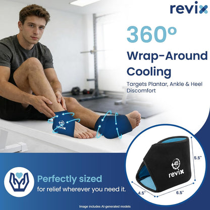 REVIX Ankle Ice Pack Wraps for Plantar Fasciitis Relief, 45-Min Coldness | Gel Cold Compress Wrap for Feet Pain Relief, Reusable Ice Pack for Foot with Ice Grid Design for Achilles Tendonitis, 2 Packs