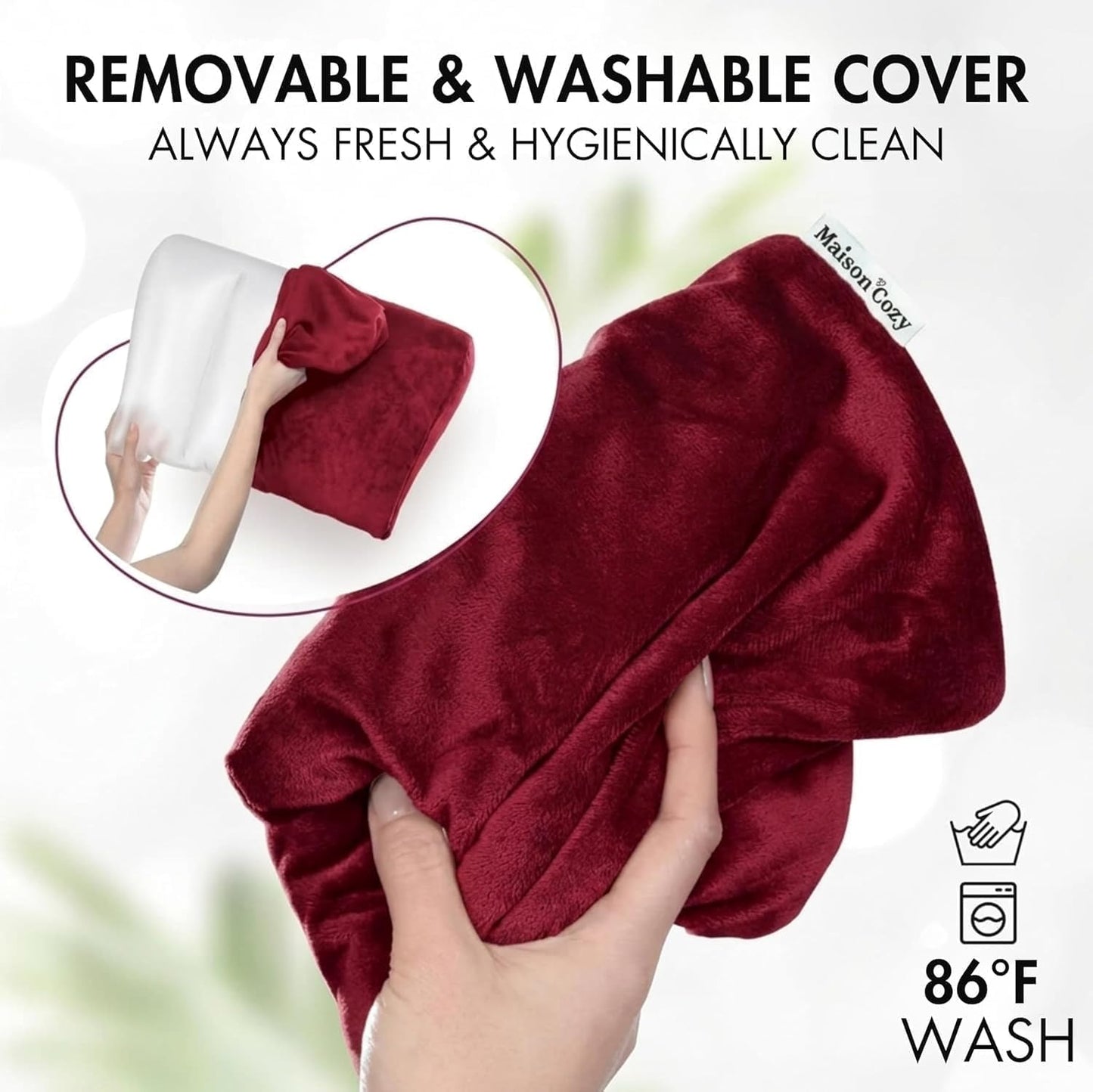 Maison Cozy® Inflatable Wedge Pillow for Travel and Sleeping - Adjustable Body Positioner for Back Support, Leg Elevation, Reading in Bed, Washable Velvet Cover, Travel Pouch (Sand Beige)