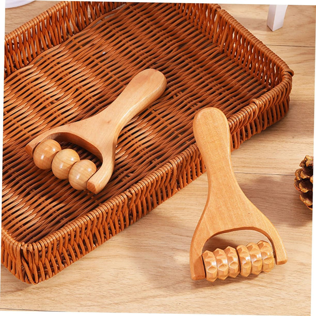 2Pcs Wooden Body Roller Massage Tool for Muscle Relief Neck Foot Shoulder Manual Muscle Roller for Home Office Travel
