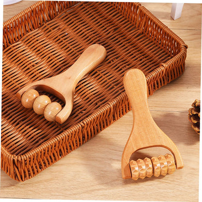 2Pcs Wooden Body Roller Massage Tool for Muscle Relief Neck Foot Shoulder Manual Muscle Roller for Home Office Travel