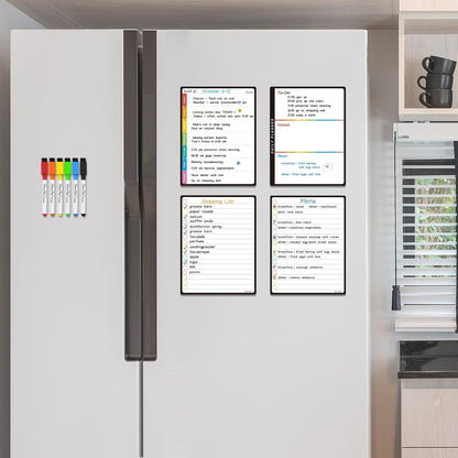 Magnetic Dry Erase Weekly Calendar for Fridge - Large 17"x12" Magnetic Weekly Planning Board with Hourly Time Slots - 6 Extra Fine Point Markers Included