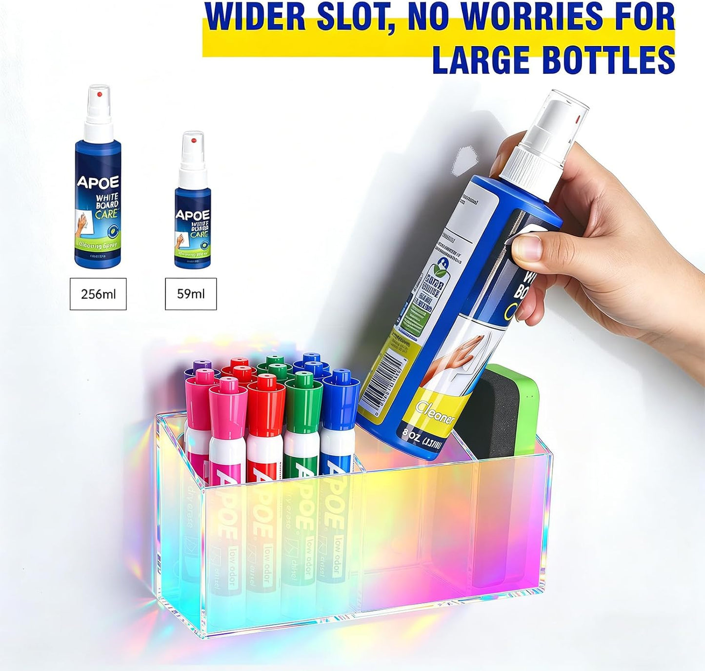 Magnetic Marker Holder for Whiteboard, Fridge, Teacher Must Have | Acrylic Magnet Dry Erase Pen Holder for Refrigeator, Anti-slip Pencil Holder for Classroom, Locker Organizer Accessories