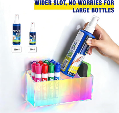 Magnetic Marker Holder for Whiteboard, Fridge, Teacher Must Have | Acrylic Magnet Dry Erase Pen Holder for Refrigeator, Anti-slip Pencil Holder for Classroom, Locker Organizer Accessories