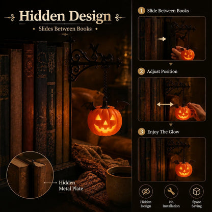 Library Lantern-Decorative Bookshelf Lighting, Mini Bookshelf Lamp Slides Between Books, Warm Amber LED Bookshelf Lights for Book Nook, Shelf Decor Gift for Book Lovers(Classic Lantern)