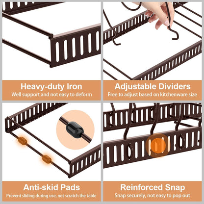 Housolution Pot and Pan Lid Organizer Holder Storage Rack, Black | 12"-23" Expandable, 14 Adjustable Dividers, Sturdy Metal Construction, Easy Assembly
