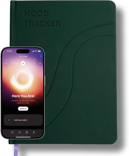 Guided Mental Health Journal and Mood Tracker for Women and Men - Daily Wellness Journal with Prompts, Anxiety Relief Therapy Notebook, Self Care Feelings Tracker, Planner with Productivity App