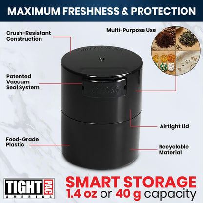 Minivac - 10g to 30 grams Airtight Multi-Use Vacuum Seal Portable Storage Container for Dry Goods, Food, and Herbs - Green Clear