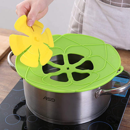 SHERICH 1Pc Spill Stopper Lid Cover And Spill Stopper, Boil Over Safeguard,Silicone Spill Stopper Pot Pan Lid Multi-Function Kitchen Tool